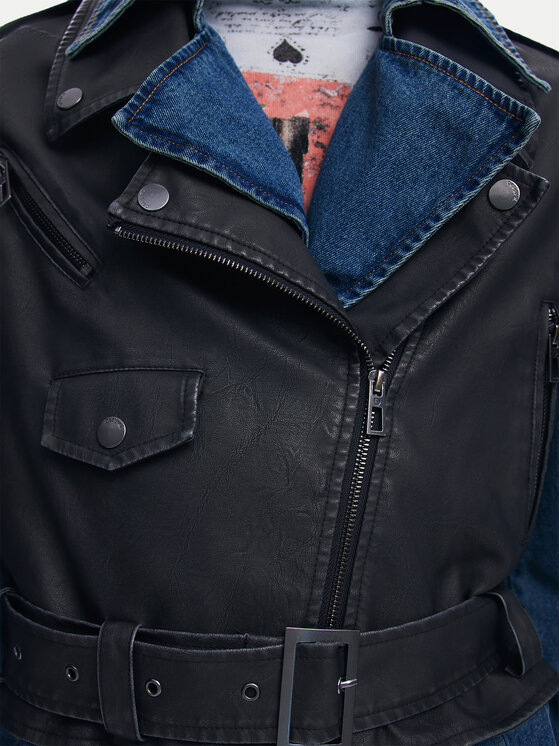 Desigual Desigual Płaszcz z imitacji skóry Denimbike 25WWEW52 Niebieski Regular Fit