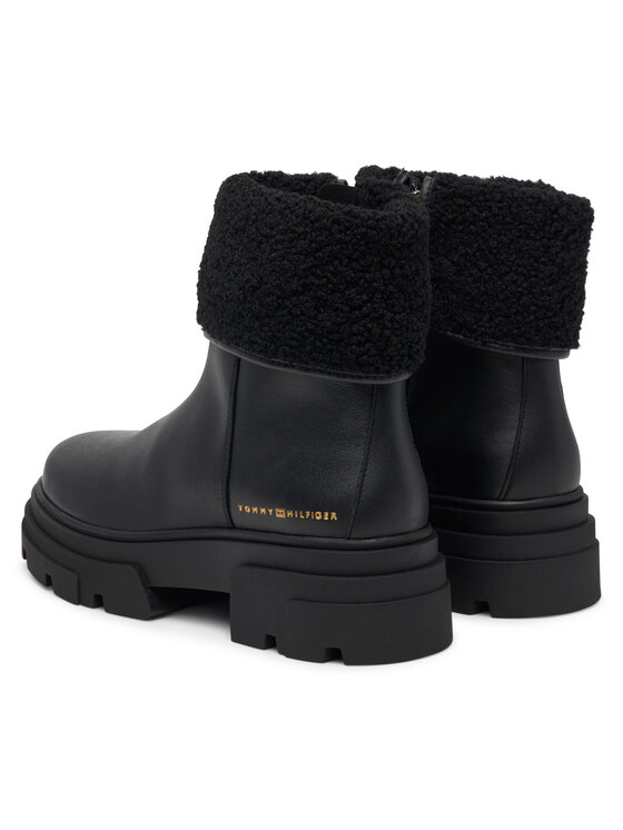 Tommy Hilfiger Tommy Hilfiger Stiefeletten Shearling Fold Chunky Ankle Boot FW0FW09677 Schwarz