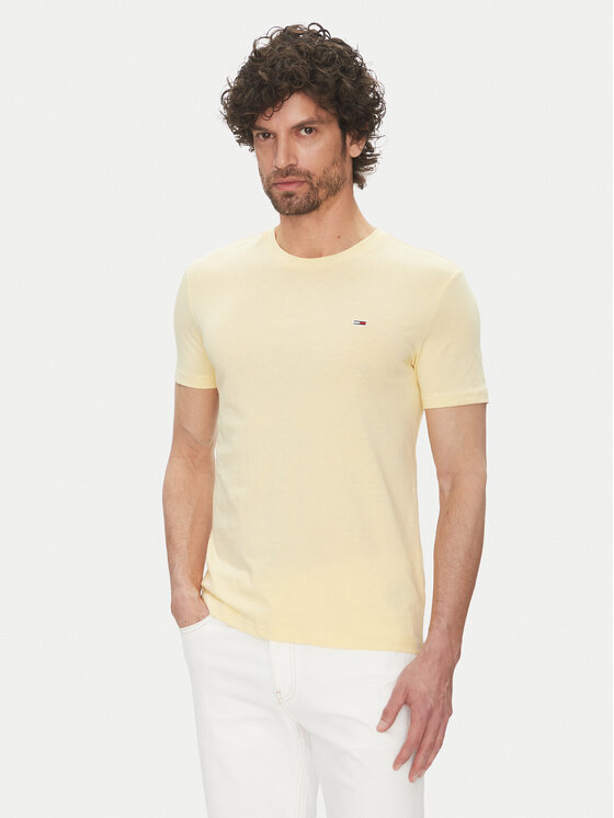 Męski T-Shirt Tommy Jeans, Rozmiar XXL, Żółty, DM0DM20363