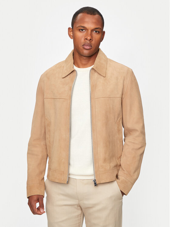 Beige Leder Jacke Oversized Faux Leather Jacket