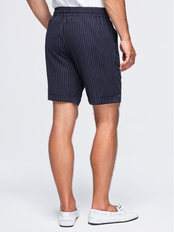 Ombre Ombre Szorty materiałowe OM-SRCS-0208 Granatowy Regular Fit