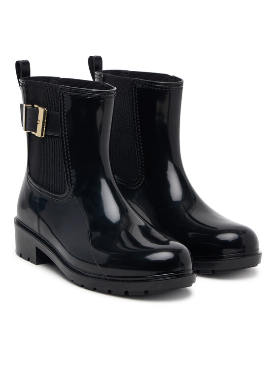 Tommy Hilfiger Tommy Hilfiger Γαλότσες Th Buckle Glossy Ankle Rain Boot FW0FW09543 Μαύρο