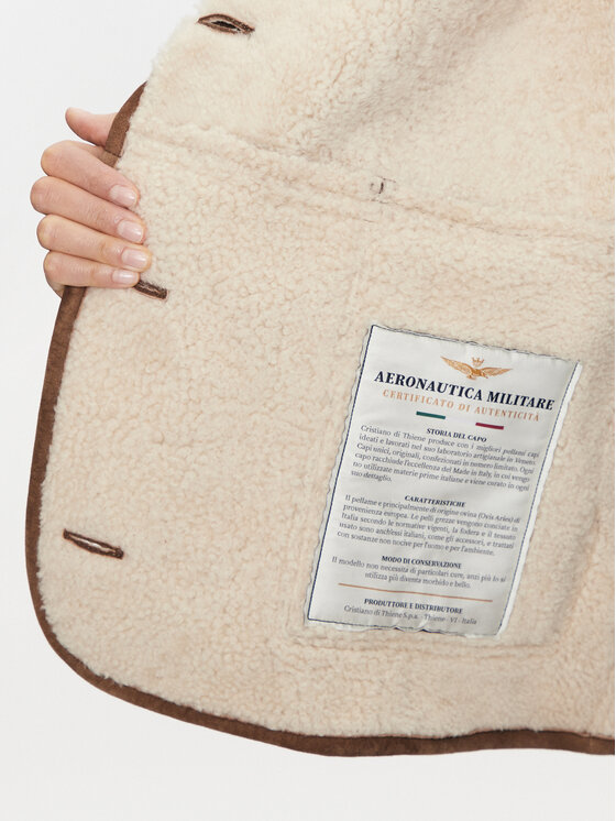 Aeronautica Militare Aeronautica Militare Φυσικό γούνινο παλτό 242PN2010D1893 Καφέ Regular Fit