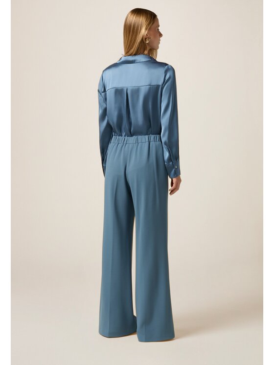 Oltre Oltre Spodnie materiałowe P274J002362N004 Turkusowy Baggy Fit