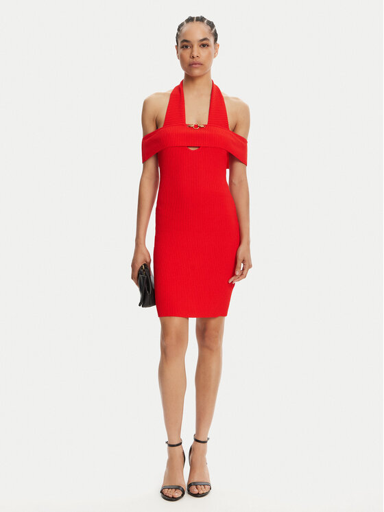 Just Cavalli Just Cavalli Strickkleid 78PAOM19 Rot Slim Fit