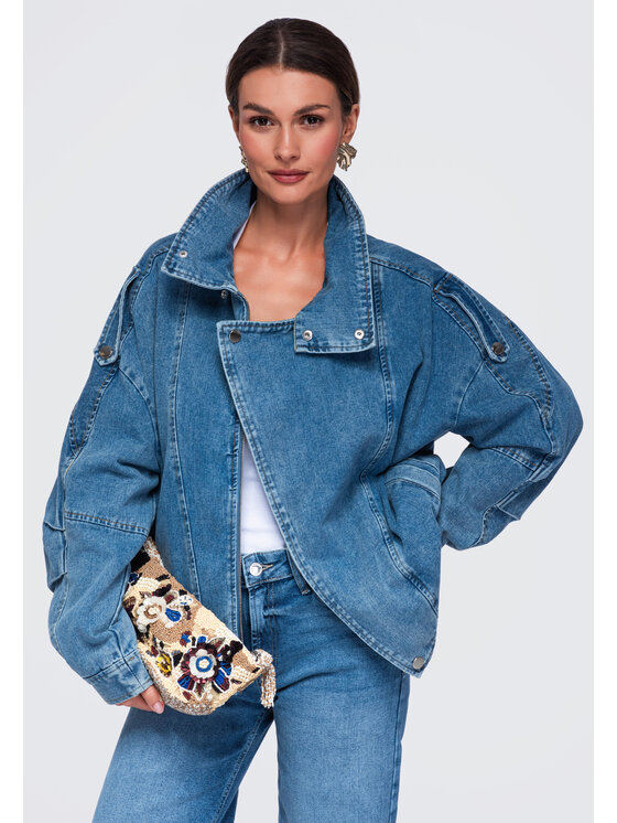 Ombre Ombre Kurtka przejściowa OW-JALP-0137 Niebieski Oversize