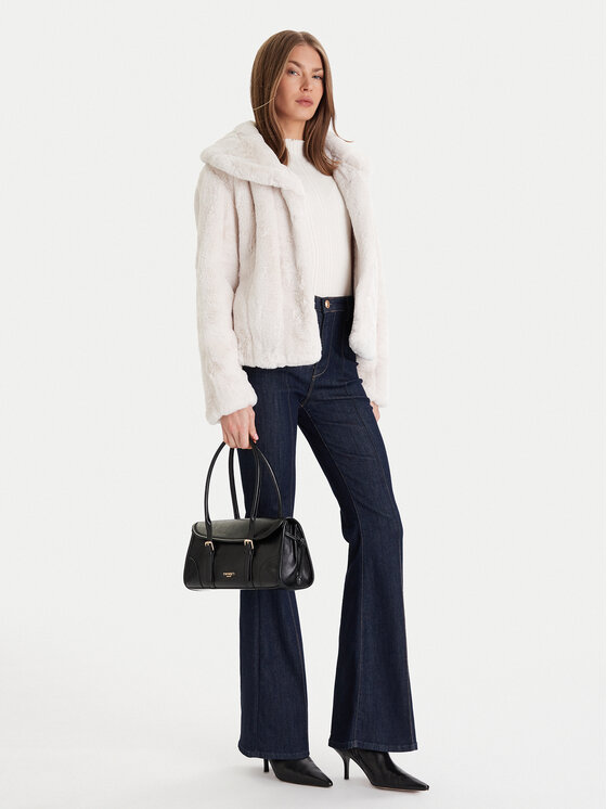 Guess Guess Pelzmantel W0BL0N WDCH0 Écru Regular Fit