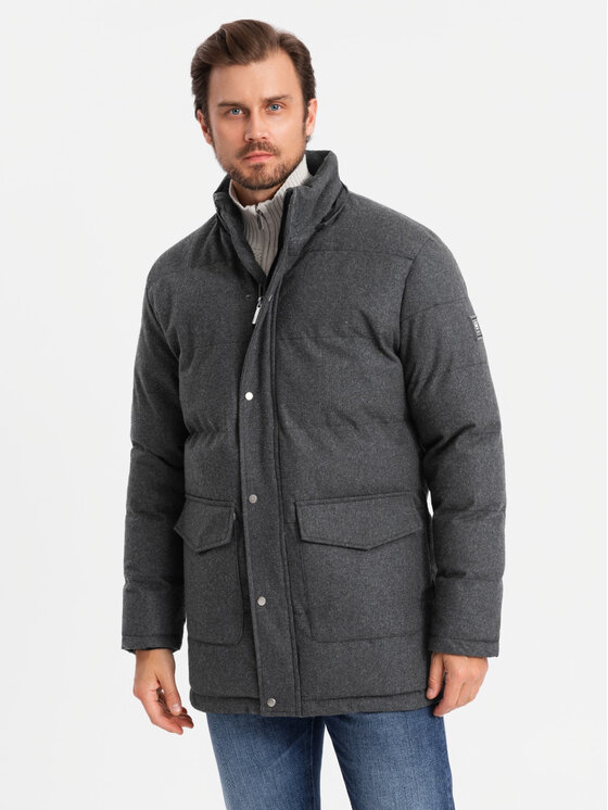 Ombre Ombre Parka OM-JALJ-0217 Czarny Regular Fit