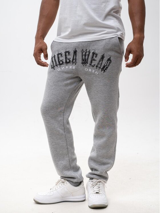 Jigga Wear Jigga Wear Spodnie dresowe Dresy Męskie Szare Jigga Trap Logo XXL Szary Regular Fit