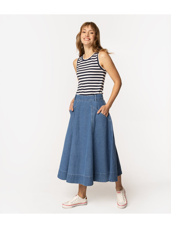 Lee Cooper Lee Cooper Spódnica jeansowa NEMA 3084 Niebieski Regular Fit