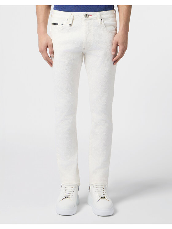 PHILIPP PLEIN PHILIPP PLEIN Jeansy 30595 Biały Straight Leg