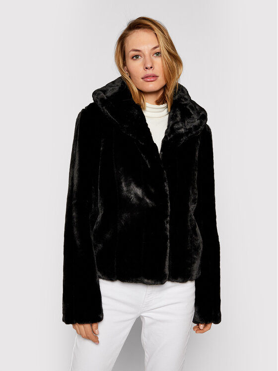 Guess Кожено палто New Sophy W0BL0N WDCH0 Черен Regular Fit