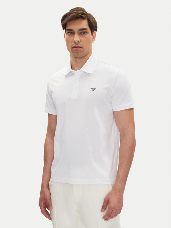 Emporio Armani Emporio Armani Тениска с яка и копчета EM000571 AF12331 U0002 Бял Regular Fit