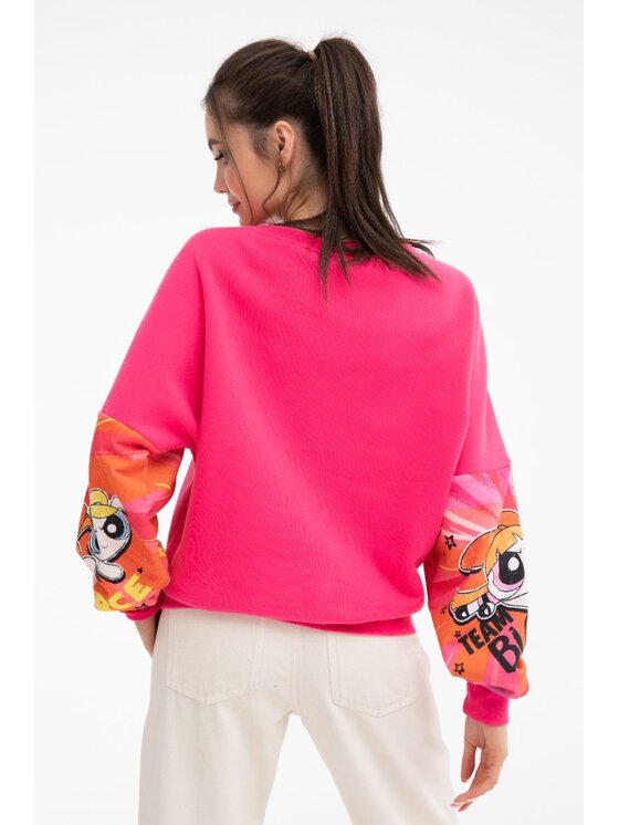 NAOKO NAOKO Mikina Candy Powerpuff Ružová Oversize