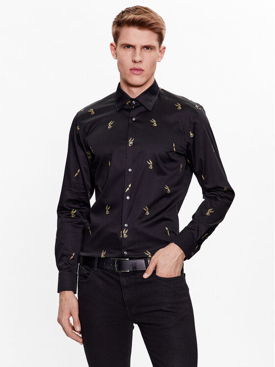 Camicia 50486036 Nero Slim Fit