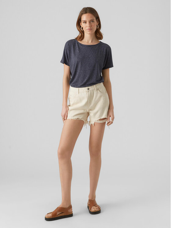 Vero Moda Vero Moda Pantaloni scurți de blugi Zuri 10286387 Écru Loose Fit
