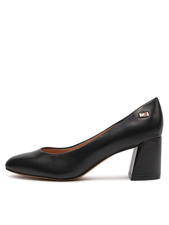 Tommy Hilfiger Tommy Hilfiger Γοβάκια Th Leather Mid Heel Block Pump FW0FW07716 Μαύρο