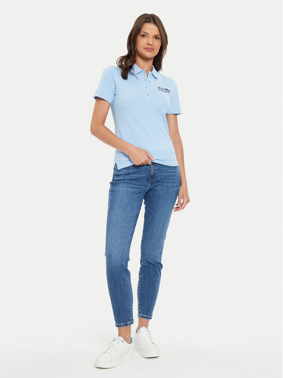 Tommy Hilfiger Tommy Hilfiger Polo Script WW0WW43624 Svijetloplava Slim Fit