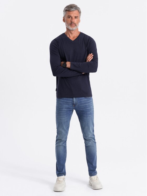 Ombre Ombre Longsleeve OM-LSBL-0108 Granatowy Fitting Fit