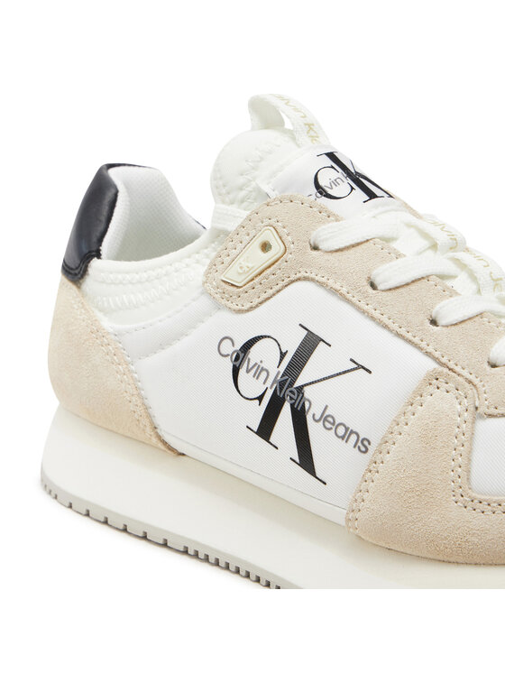 Calvin Klein Jeans Calvin Klein Jeans Sneakersy Runner Sock Laceup Ny-Lth Wn YW0YW00840 Biela