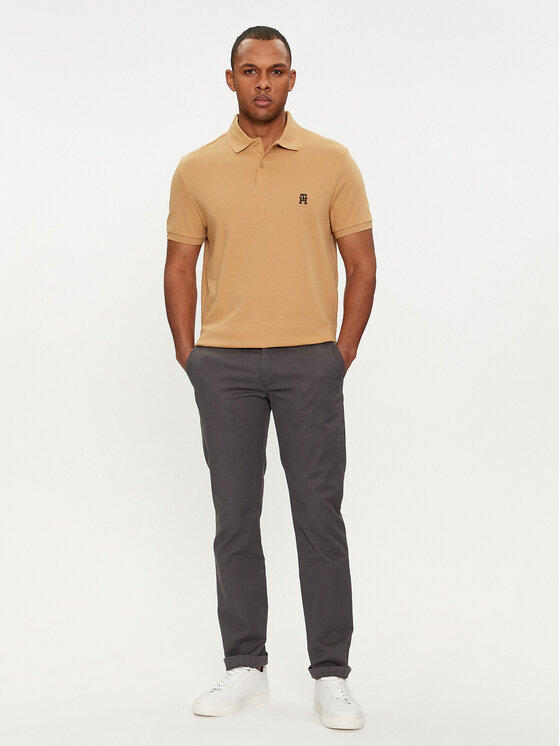 Tommy Hilfiger Tommy Hilfiger Тениска с яка и копчета Interlock MW0MW34783 Бежов Regular Fit