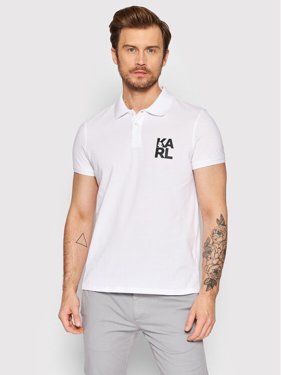 KARL LAGERFELD KARL LAGERFELD Polo KL22MPL01 Biały Regular Fit