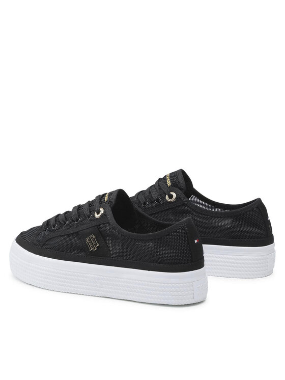 Tommy Hilfiger Tommy Hilfiger Laisvalaikio batai Mesh Vulc Sneaker FW0FW05793 Juoda