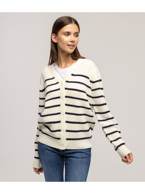 Lee Cooper Lee Cooper Kardigan JOANA 8515 Biały Regular Fit