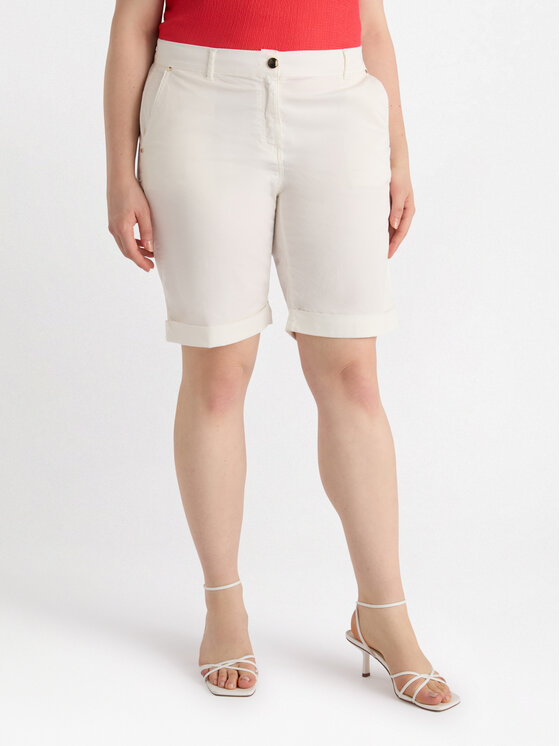 Fiorella Rubino Fiorella Rubino Szorty materiałowe P716T004798N011 Biały Regular Fit