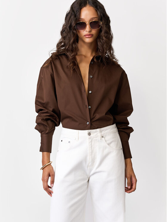 La Mania La Mania Košeľa LEE LEE Tmavo hnedá Basic Fit