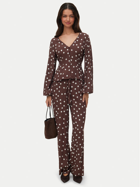 Vero Moda Vero Moda Текстилни панталони Elisa 10347961 Кафяв Loose Fit