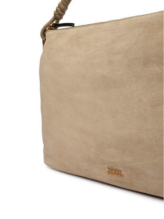 Tommy Hilfiger Tommy Hilfiger Torebka Th Statement Leather Bag Suede AW0AW18402 Beżowy