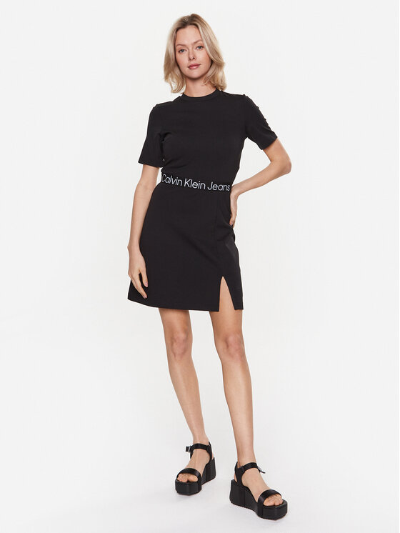Calvin Klein Jeans Calvin Klein Jeans Každodenné šaty J20J221408 Čierna Regular Fit
