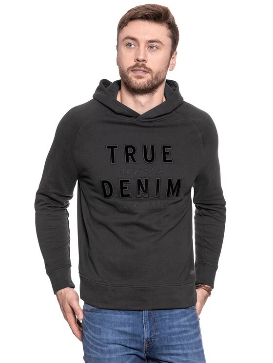 Mustang Mustang Felpa APPLICATION HOODIE Grigio Regular Fit