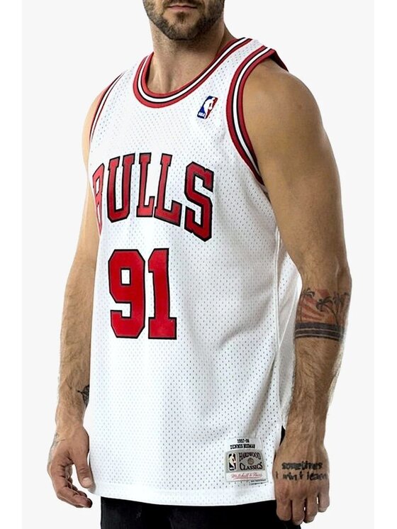 Mitchell & Ness Mitchell & Ness Smanicato NBA SWINGMAN JERSEY BULLS 97-98 DENNIS RODMAN Bianco Regular Fit