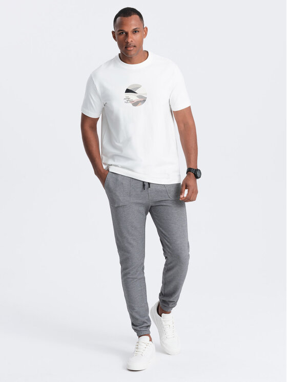 Ombre Ombre Spodnie dresowe OM-PASK-0211 Szary Regular Fit