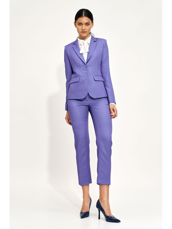 NIFE NIFE Kalhoty z materiálu SD70 Fialová Classic Fit