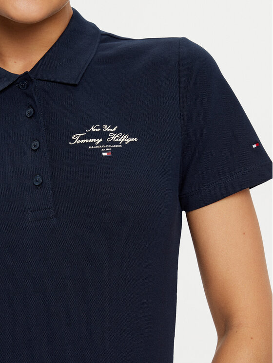 Tommy Hilfiger Tommy Hilfiger Polo WW0WW43930 Granatowy Slim Fit