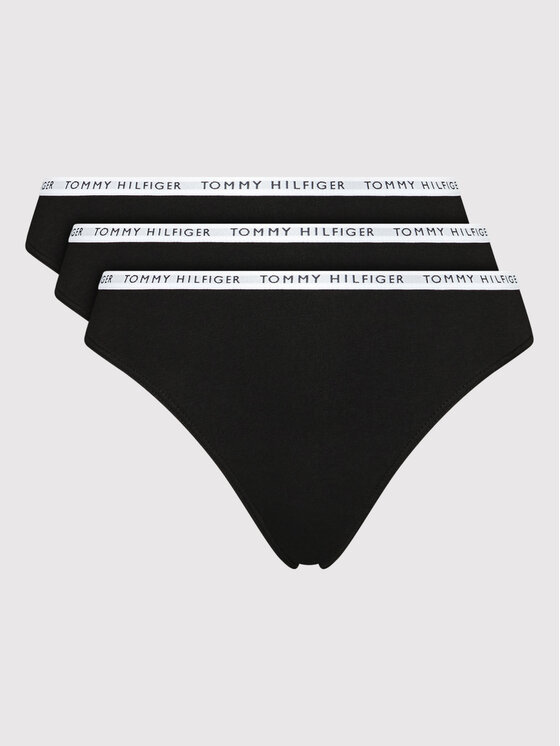 Tommy Hilfiger Tommy Hilfiger Sada 3 kusů string kalhotek UW0UW02829 Černá