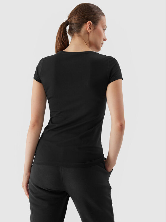 4F 4F Majica 4FAW23TTSHF0906 Črna Slim Fit