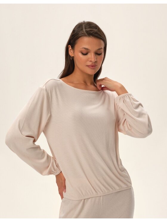 Esotiq Esotiq Piżama 42059 Beżowy Regular Fit