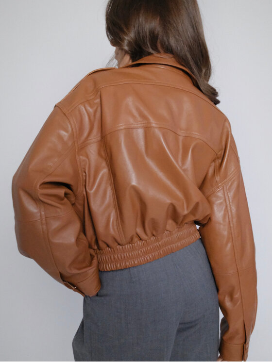 FAN LEATHER FAN LEATHER Kurtka skórzana JTLW854-50 Miedziany Standard Fit