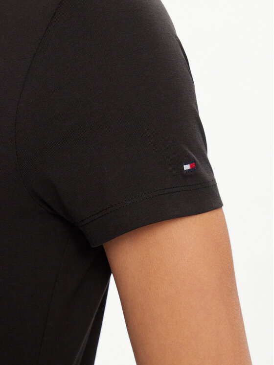 Tommy Hilfiger Tommy Hilfiger Tricou Heritage C-Nk WW0WW31999 Negru Regular Fit