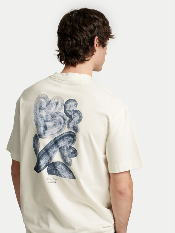 Selected Homme Selected Homme Tricou Will 16097225 Écru Relaxed Fit