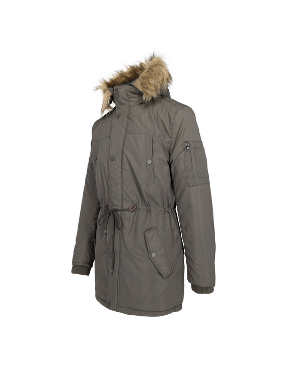 Perso Perso Kurtka zimowa typu parka z kapturem Khaki Regular Fit