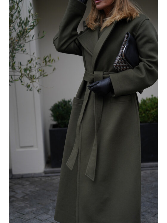 Because-M Because-M Płaszcz zimowy płaszcz wełniany khaki Khaki Regular Fit