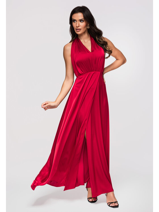 Ombre Ombre Sukienka wieczorowa LA-OM-DLR359 Czerwony Regular Fit