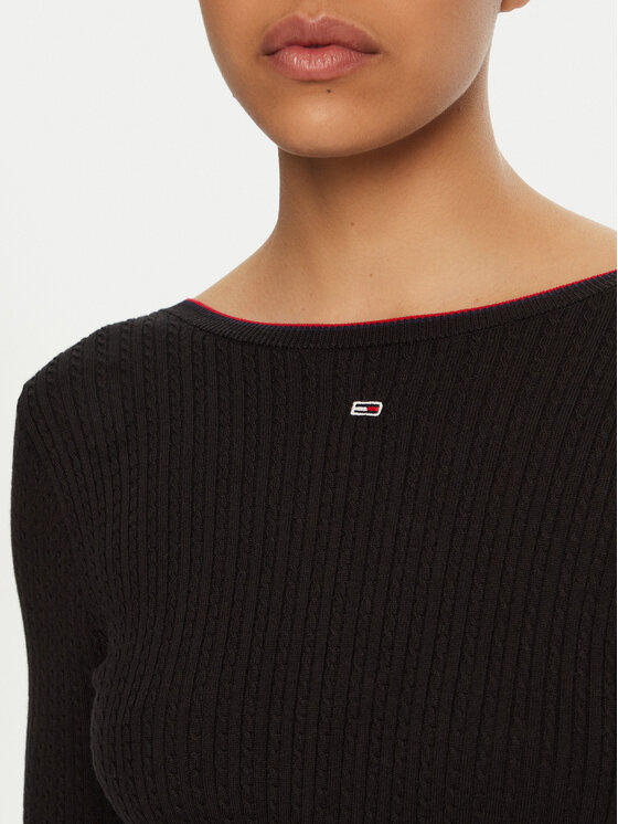 Tommy Jeans Tommy Jeans Rochie tricotată DW0DW19469 Negru Slim Fit