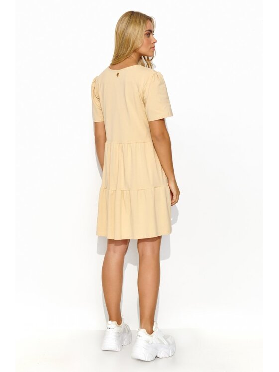 Makadamia Makadamia Sukienka codzienna M819 Beżowy Loose Fit