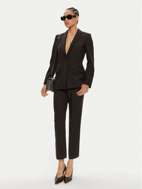 Weekend Max Mara Weekend Max Mara Medžiaginės kelnės Freda 2425136031 Juoda Regular Fit